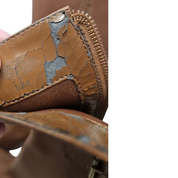 Vintage Y2K Bandolino 10 Brown Leather Square Toe Buckle Chunky Boot Minimalist - Picture 6 of 7